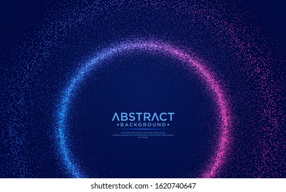 Abstract background with particles liquid dynamic flow. Shining abstract particle flow background.