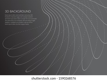 Abstract background with particles. Volumetric figures and waves of particles. Optical illusion of vibrations. Stock vector illustration.