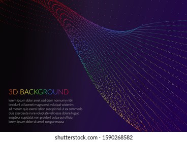 Abstract background with particles. Volumetric figures and waves of particles. Optical illusion of vibrations. Stock vector illustration.