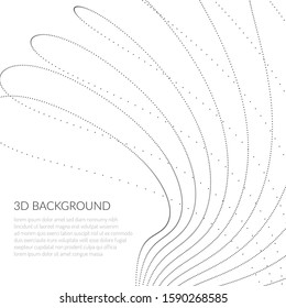 Abstract background with particles. Volumetric figures and waves of particles. Optical illusion of vibrations. Stock vector illustration.