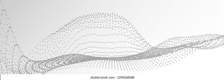 Abstract background with particles. Volumetric figures and waves of particles. Optical illusion of vibrations. Stock vector illustration.