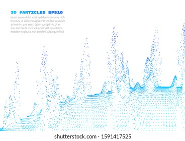 Abstract background with particles. Volumetric figures and waves of particles. Optical illusion of vibrations. Stock vector illustration.