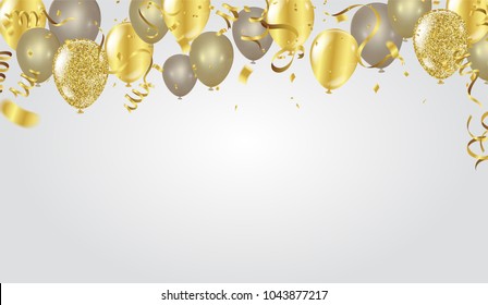 Abstract background party celebration gold confetti on white background. Christmas greeting concept.