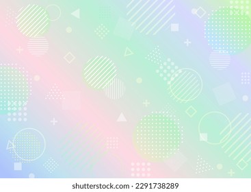 Abstract background  with pastel colored gradient and various shapes
