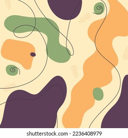Abstract background. Pastel colors. Various abstract shapes. Smooth lines and shapes. Vector art