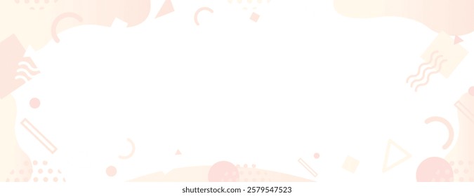 Abstract background with pastel peach color, featuring geometric shapes. The background is soft and peach with a smooth texture. Memphis pattern frame background. White background vector.