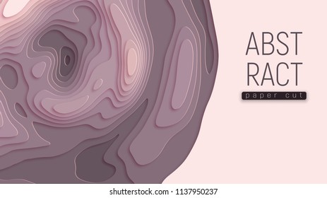 Abstract background in pastel tones. Paper cut vector Illustration.