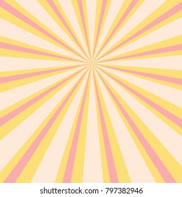 Abstract background with pastel yellow and pink sunbeams. Vector illustration