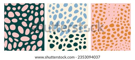Abstract Background Pattern, 3 Designs, in the Style of Rounded, Minimalist Canvases, Tactile Canvases, Playful Abstractions, Pointillist Artworks, Flat Shapes, Handcrafted Designs Foto stock © 