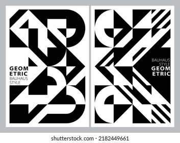 Patrón de fondo abstracto. Arte de estilo Bauhaus. Formas geométricas en blanco y negro. Ilustración vectorial.