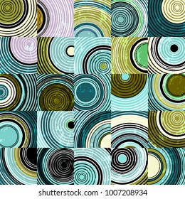 abstract background pattern with circles, squares, strokes and splashes,vector
