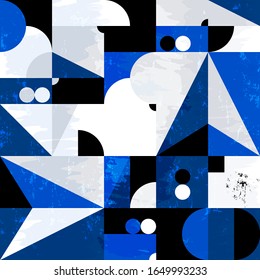 abstract background pattern, with circles, squares, strokes and splashes, seamless