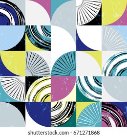 abstract background pattern, with circles, squares, strokes and splashes