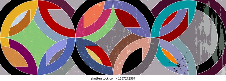 patrón de fondo abstracto con diseño geométrico de círculo/semicírculo, vintage/retro