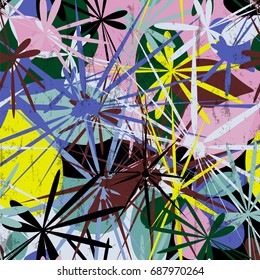 abstract background pattern, with circles/oval, paint strokes and splashes, grungy