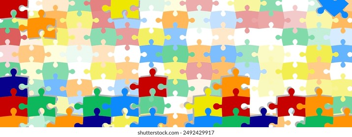 Abstract background pattern with colorful puzzle pieces and empty space for design