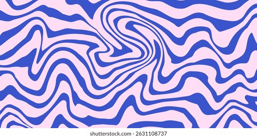 Abstract background pattern with colorful waves. Psychedelic groovy trippy y2k retro seamless pattern in blue and pink colors.