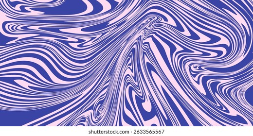 Padrão de fundo abstrato com ondas coloridas. Psicodélico groovy trippy y2k retro sem costura padrão em azul e cor-de-rosa. Tela de fundo líquido de traçados de pincel ondulado e girado para design de embalagem