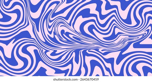 Abstract background pattern with colorful waves. Psychedelic groovy trippy y2k retro seamless pattern in blue and pink colors. Wavy and swirled brush strokes liquid background for packaging design
