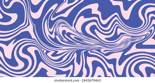 Abstract background pattern with colorful waves. Psychedelic groovy trippy y2k retro seamless pattern in blue and pink colors. Wavy and swirled brush strokes liquid background for packaging design
