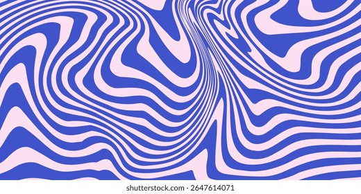 Abstract background pattern with colorful waves. Psychedelic groovy trippy y2k retro seamless pattern in blue and pink colors. Wavy and swirled brush strokes liquid background for packaging design
