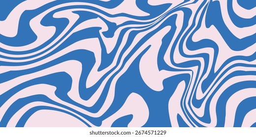 Padrão de fundo abstrato com ondas coloridas. Psicodélico groovy trippy y2k retro sem costura padrão em azul e cor-de-rosa. 