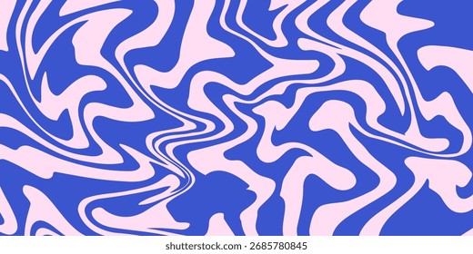 Padrão de fundo abstrato com ondas coloridas. Psicodélico groovy trippy y2k retro sem costura padrão em cores azuis e rosa
