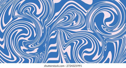 Abstractas patrón de fondo con ondas de colores. Patrón sin costuras retro psicodélico groovy trippy y2k en colores azul y rosa. Fondo líquido de pinceladas onduladas y arremolinadas para el diseño de empaques

