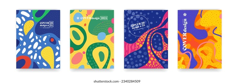 Abstract background pattern background, colourful fun doodle pattern backgrounds with abstract shapes and colors. Modern trendy cartoon pattern fo brochure cover template, vector posmodern design