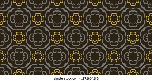 Abstract background pattern with decorative ornament on black background, wallpaper. Seamless pattern, texture. Vector illustration