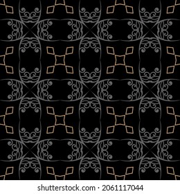 Abstract background pattern with decorative ornament on a black background. Seamless background for wallpaper, textures. Vector image. 
