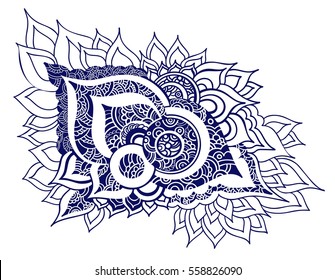 Abstract background pattern. Doodle invitation card. Template design for card. Vector  monochrome illustration in oriental style. 