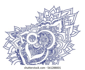 Abstract background pattern. Doodle invitation card. Template design for card. Vector  monochrome illustration in oriental style. 