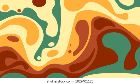 Abstract background pattern flat with beige, yellow, orange, brown and green earth tones, earthy style colors with swirls and relaxing look. 