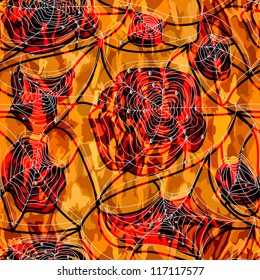 Abstract background pattern with flowers and spider web