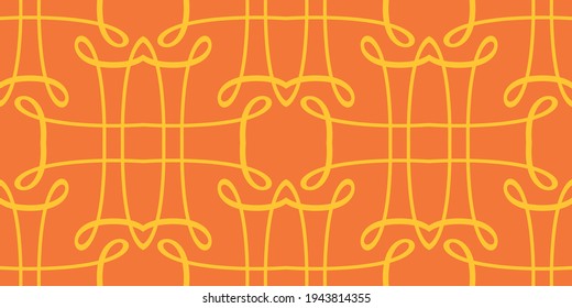 Abstract background pattern with geometric ornament on an orange background. Vector illustration