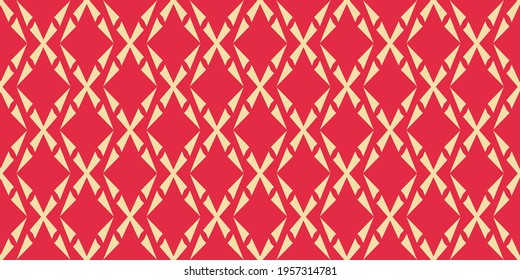 Abstract background pattern with geometric ornament on a red background wallpaper. Seamless pattern, texture for your design. Vector graphics
