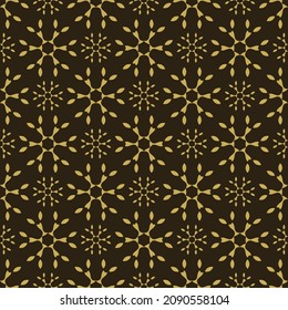 Patrón de fondo abstracto con copos de nieve dorados sobre fondo negro. Revestimiento de textura de tela, papel de pared sin soldadura. Ilustración del vector