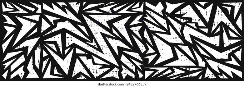 Abstract background pattern graphic in white and black color. Graffiti art vector. Suitable for banner, backdrop, poster and cover template.