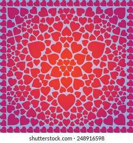 Abstract background with pattern of hearts