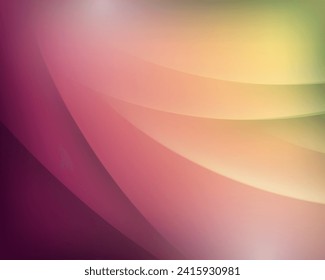 Abstract background pattern with lines and curves in shades of green yellow pink with shadows and lights
