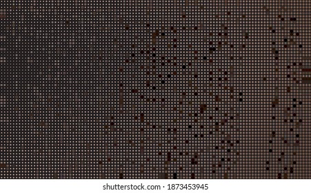 Abstract background pattern made of circles in shades of brown on dark brown background