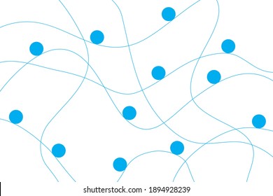 Abstract background pattern made with circles and curvy lines in movement concept. Modern, simple and playful vector art in blue color.