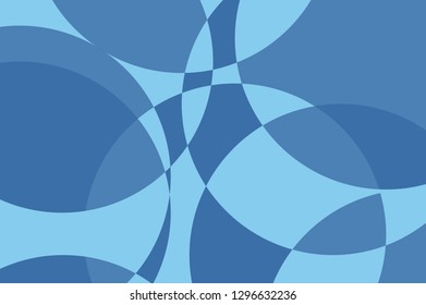 Abstract, background pattern made with circular geometric shapes. Modern vector art in tones of blue color.