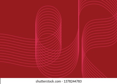 Abstract background pattern made with curvy thin lines in red and pink colors. Modern, simple, decorative vector art.