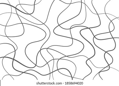 Abstract Background Pattern Made With Curvy Lines In Messy Look. Modern, Dynamic Vector Art.