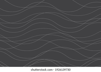 Abstract Background Pattern Made With Curvy Lines In Wave Abstraction. Modern, Simple Vector Art In Tones Of Grey Color.