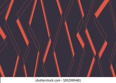 Abstract background pattern made with geometric shapes in plants abstraction. Modern, simple and minimal vector art in orange and purple colors.