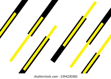 Abstract background pattern made with inclined geometric shapes in black and yellow colors. Simple, modern and dynamic vector art.