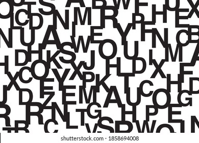 Abstract background pattern made with letters. Modern, typographic vector art.